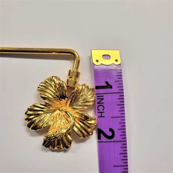Gold Plated Hibiscus Flower Handbag Hook or Handbag Table Holder - Picture 8 of 14